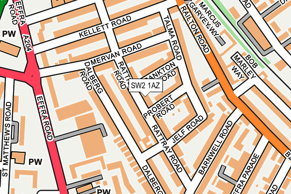 SW2 1AZ map - OS OpenMap – Local (Ordnance Survey)