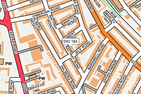 SW2 1BA map - OS OpenMap – Local (Ordnance Survey)