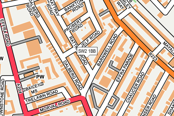 SW2 1BB map - OS OpenMap – Local (Ordnance Survey)