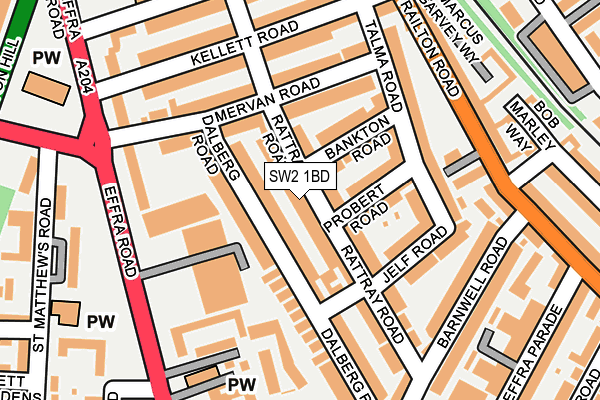 SW2 1BD map - OS OpenMap – Local (Ordnance Survey)