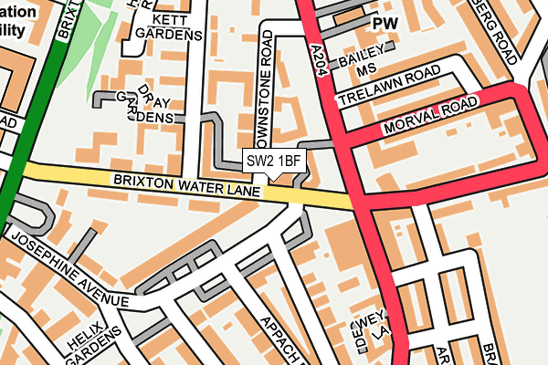 SW2 1BF map - OS OpenMap – Local (Ordnance Survey)