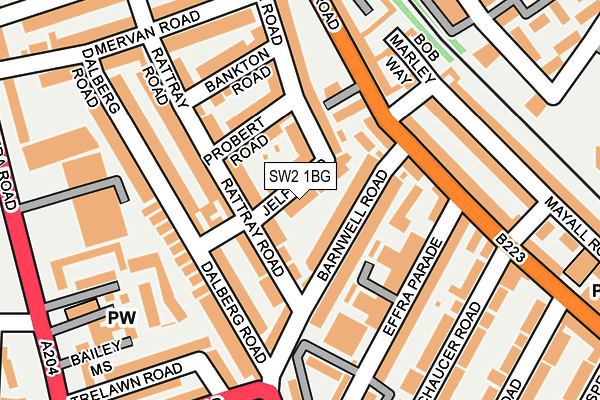 SW2 1BG map - OS OpenMap – Local (Ordnance Survey)