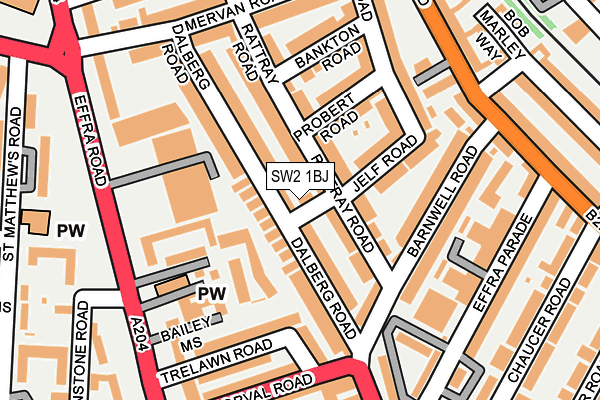 SW2 1BJ map - OS OpenMap – Local (Ordnance Survey)