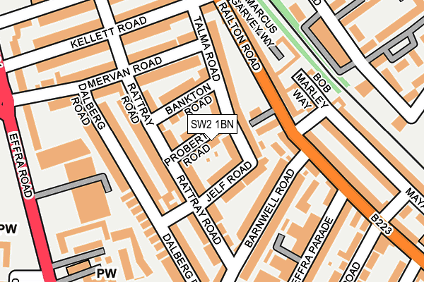 SW2 1BN map - OS OpenMap – Local (Ordnance Survey)
