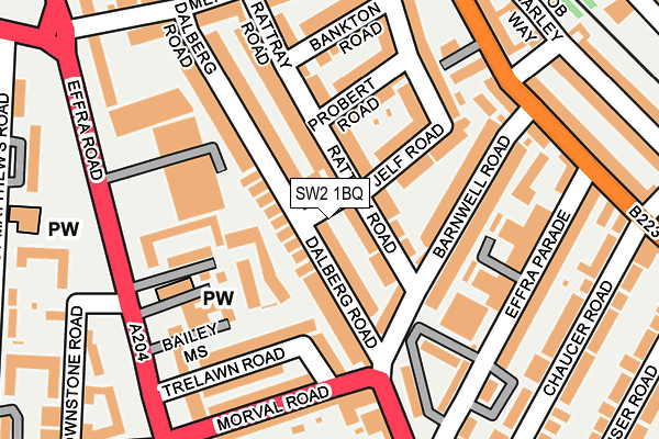 SW2 1BQ map - OS OpenMap – Local (Ordnance Survey)
