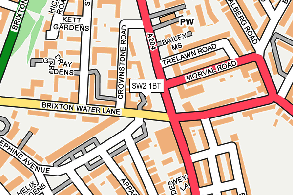 SW2 1BT map - OS OpenMap – Local (Ordnance Survey)