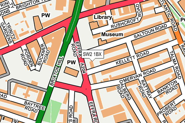 SW2 1BX map - OS OpenMap – Local (Ordnance Survey)
