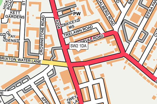 SW2 1DA map - OS OpenMap – Local (Ordnance Survey)