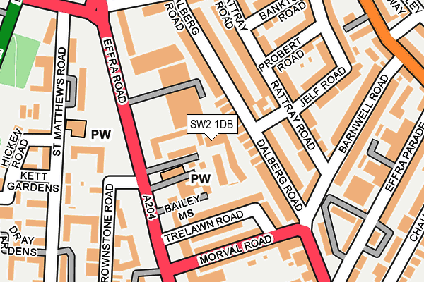 SW2 1DB map - OS OpenMap – Local (Ordnance Survey)