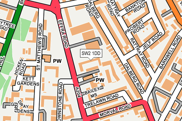 SW2 1DD map - OS OpenMap – Local (Ordnance Survey)