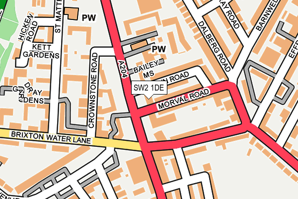 SW2 1DE map - OS OpenMap – Local (Ordnance Survey)