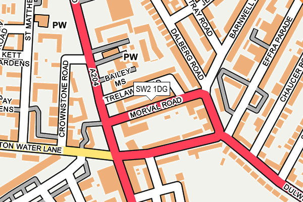 SW2 1DG map - OS OpenMap – Local (Ordnance Survey)