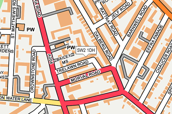 SW2 1DH map - OS OpenMap – Local (Ordnance Survey)