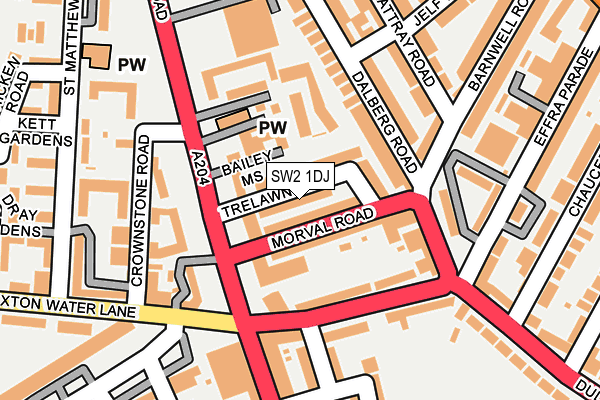SW2 1DJ map - OS OpenMap – Local (Ordnance Survey)