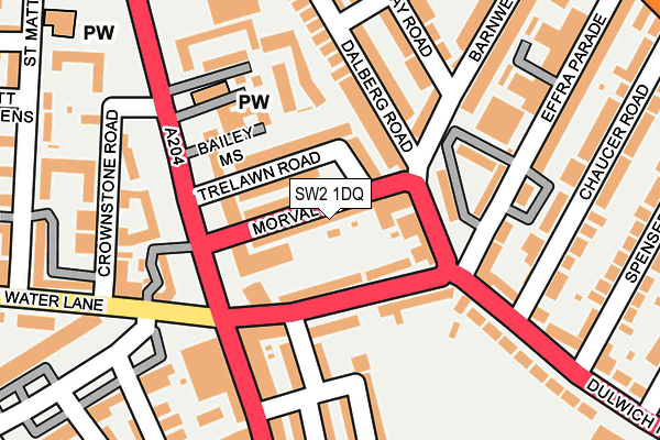 SW2 1DQ map - OS OpenMap – Local (Ordnance Survey)