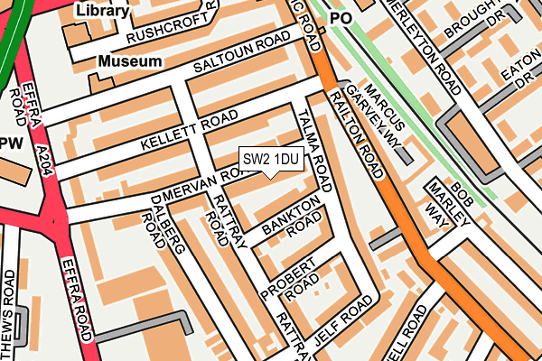 SW2 1DU map - OS OpenMap – Local (Ordnance Survey)