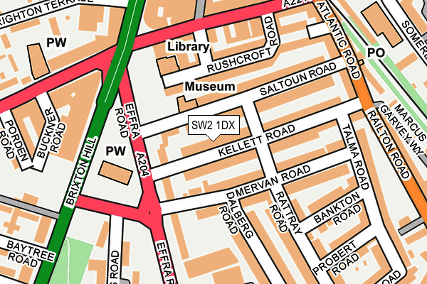 SW2 1DX map - OS OpenMap – Local (Ordnance Survey)