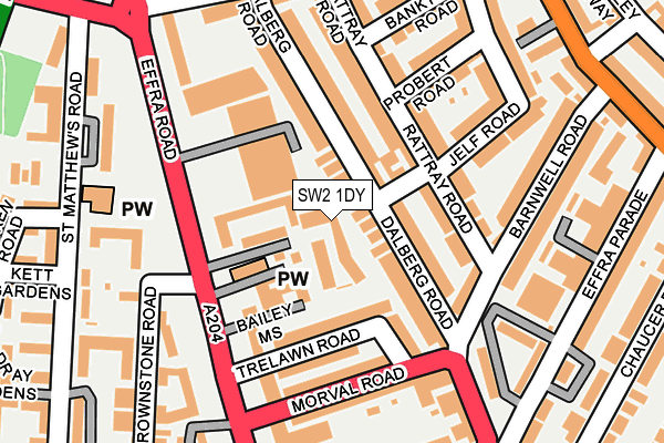 SW2 1DY map - OS OpenMap – Local (Ordnance Survey)