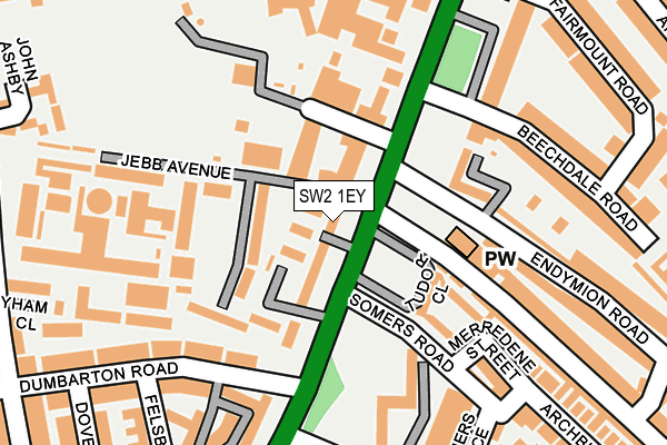 SW2 1EY map - OS OpenMap – Local (Ordnance Survey)