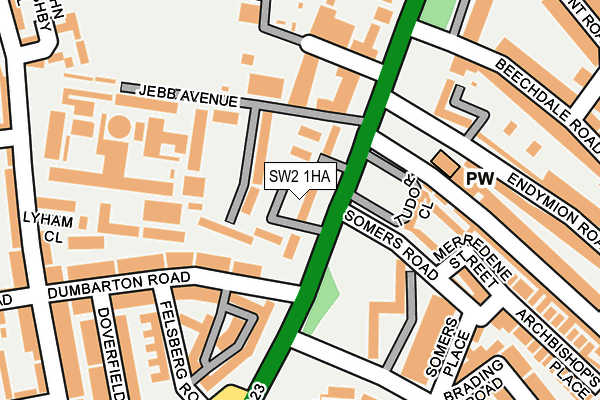 SW2 1HA map - OS OpenMap – Local (Ordnance Survey)