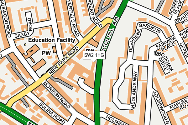 SW2 1HG map - OS OpenMap – Local (Ordnance Survey)
