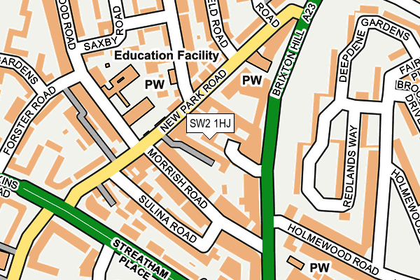 SW2 1HJ map - OS OpenMap – Local (Ordnance Survey)