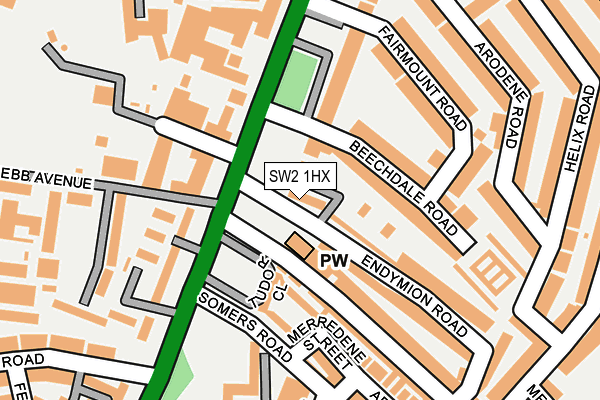 SW2 1HX map - OS OpenMap – Local (Ordnance Survey)