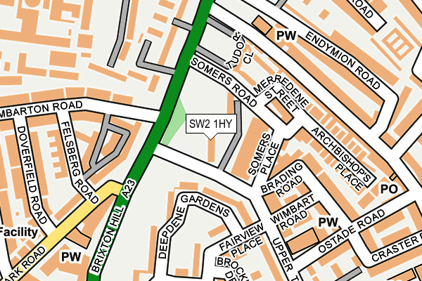 SW2 1HY map - OS OpenMap – Local (Ordnance Survey)