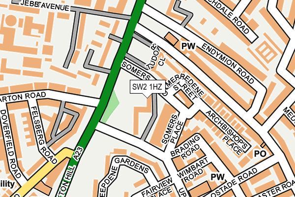 SW2 1HZ map - OS OpenMap – Local (Ordnance Survey)