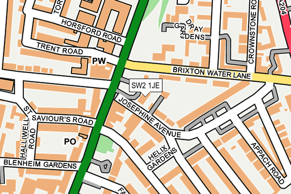 SW2 1JE map - OS OpenMap – Local (Ordnance Survey)