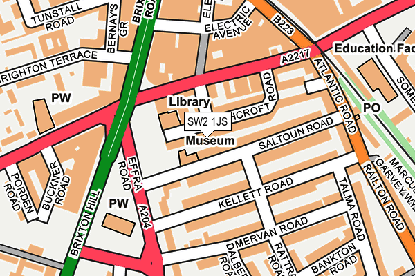 SW2 1JS map - OS OpenMap – Local (Ordnance Survey)