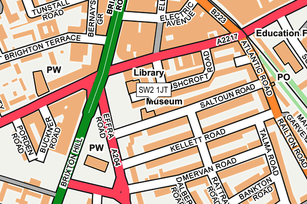 SW2 1JT map - OS OpenMap – Local (Ordnance Survey)