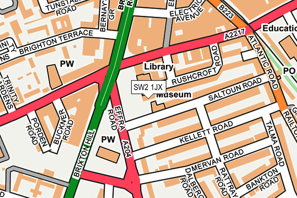 SW2 1JX map - OS OpenMap – Local (Ordnance Survey)