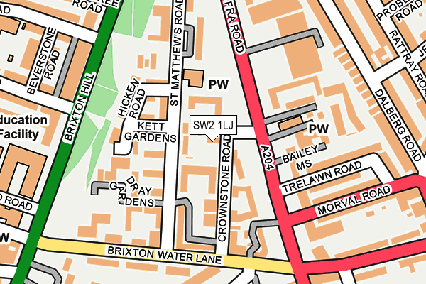 SW2 1LJ map - OS OpenMap – Local (Ordnance Survey)