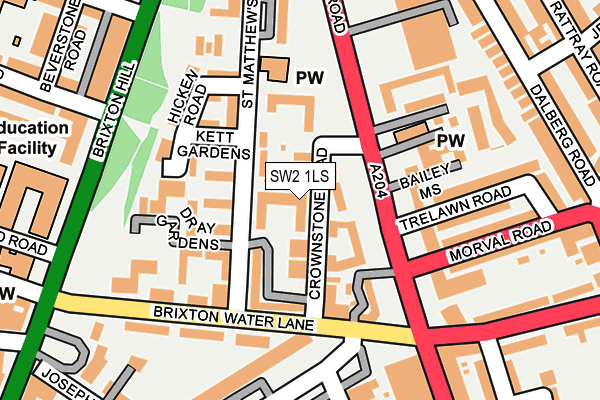 SW2 1LS map - OS OpenMap – Local (Ordnance Survey)