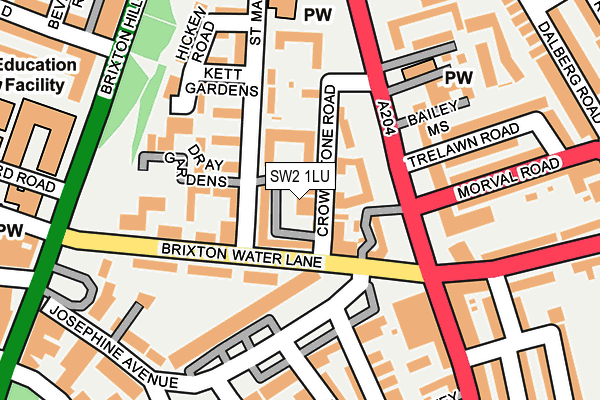 SW2 1LU map - OS OpenMap – Local (Ordnance Survey)