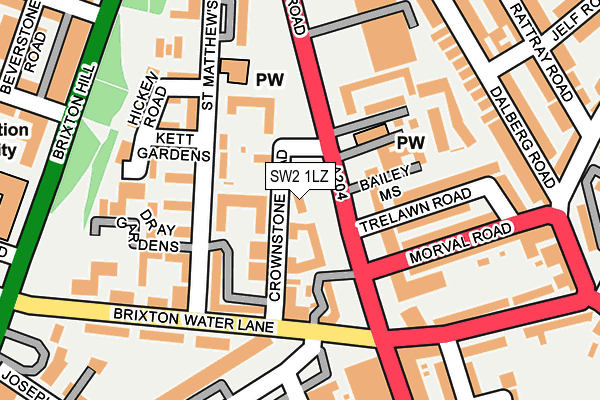 SW2 1LZ map - OS OpenMap – Local (Ordnance Survey)