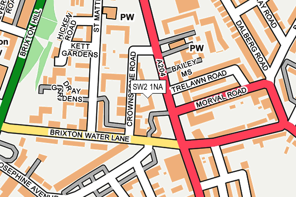 SW2 1NA map - OS OpenMap – Local (Ordnance Survey)