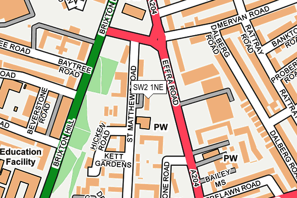 SW2 1NE map - OS OpenMap – Local (Ordnance Survey)