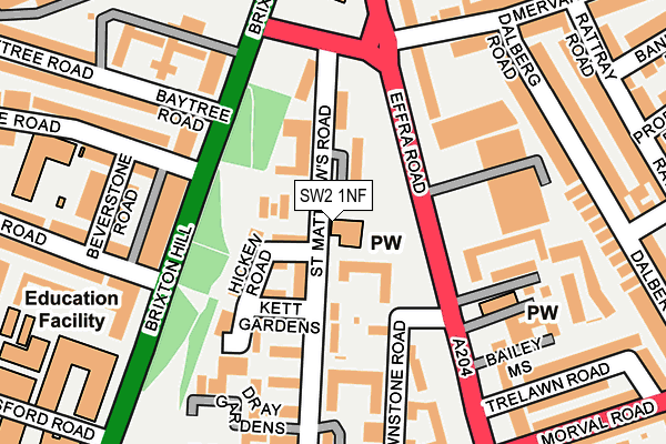 SW2 1NF map - OS OpenMap – Local (Ordnance Survey)