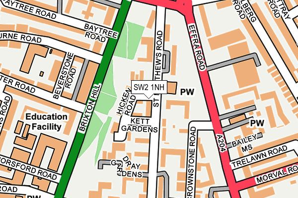 SW2 1NH map - OS OpenMap – Local (Ordnance Survey)