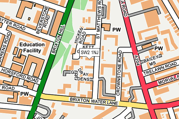 SW2 1NJ map - OS OpenMap – Local (Ordnance Survey)