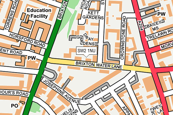 SW2 1NU map - OS OpenMap – Local (Ordnance Survey)
