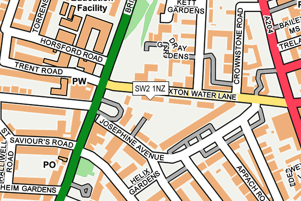 SW2 1NZ map - OS OpenMap – Local (Ordnance Survey)