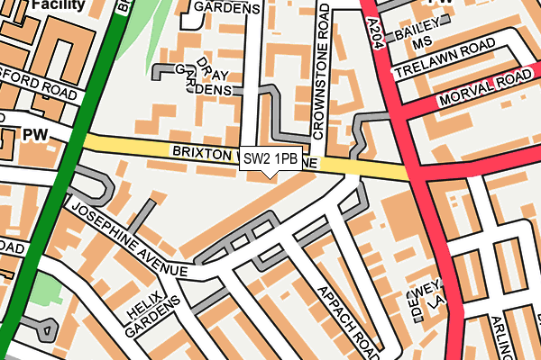 SW2 1PB map - OS OpenMap – Local (Ordnance Survey)