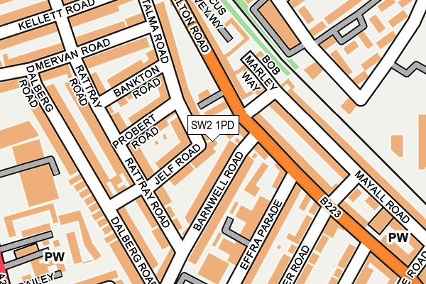 SW2 1PD map - OS OpenMap – Local (Ordnance Survey)