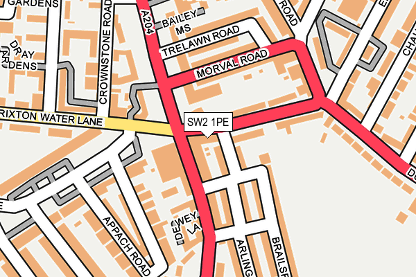 SW2 1PE map - OS OpenMap – Local (Ordnance Survey)