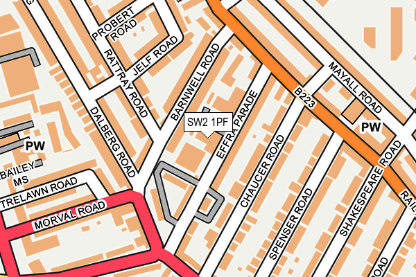 SW2 1PF map - OS OpenMap – Local (Ordnance Survey)