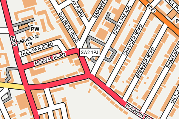 SW2 1PJ map - OS OpenMap – Local (Ordnance Survey)