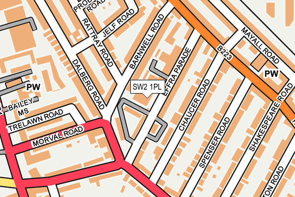 SW2 1PL map - OS OpenMap – Local (Ordnance Survey)
